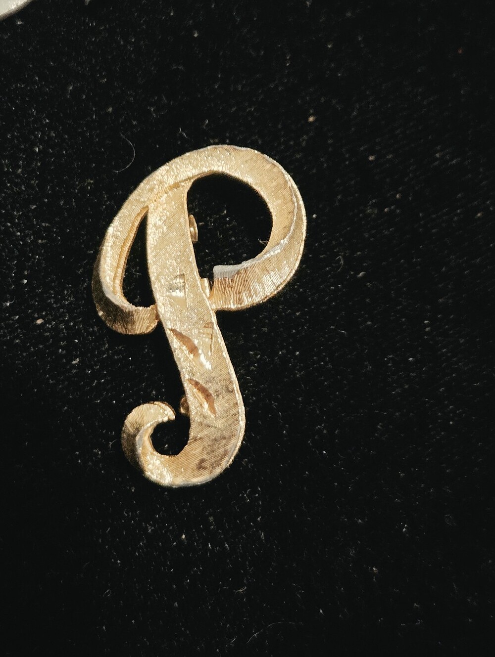 Vintage Mamselle Gold Letter "P" Pin Brooch